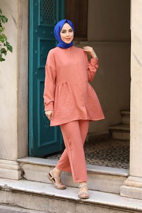 ست بالاتنه و پائین تنه حجاب صورتی زنانه رگولار suffemoda - کد 752517953