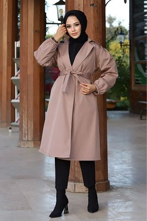 ترنچکت حجاب بژ زنانه بدون آستر ALNİSS COLLECTİON - کد 774137025