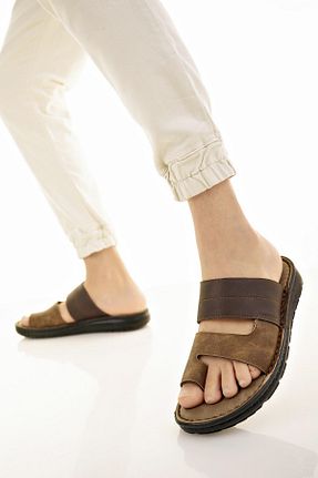 دمپائی قهوه ای مردانه چرم مصنوعی Muggo - کد 856037574