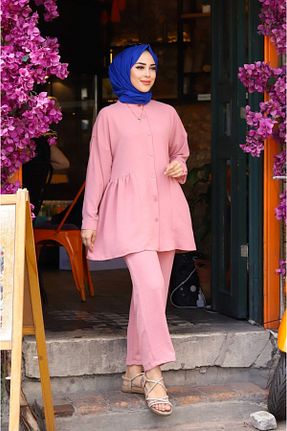 ست بالاتنه و پائین تنه حجاب صورتی زنانه رگولار suffemoda - کد 752517998