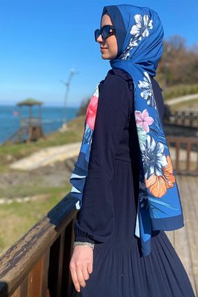 لباس حجاب سرمه ای زنانه رگولار Rabia Şamlı - کد 345886544