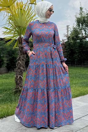 لباس حجاب آبی زنانه رگولار Rabia Şamlı - کد 834193671