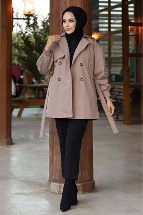 ترنچکت حجاب بژ زنانه بدون آستر ALNİSS COLLECTİON - کد 774499900
