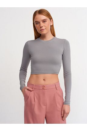 بلوز طوسی زنانه ساده Dilvin - کد 800809337