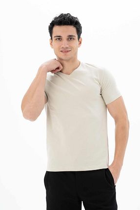 تیشرت بژ مردانه اسلیم فیت Arma - کد 718251242