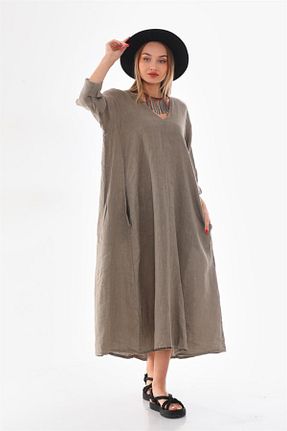 لباس بژ زنانه بافتنی Bohem Stil - کد 769964335