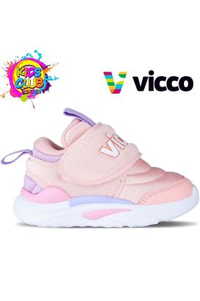 کفش اسنیکر صورتی بچه گانه چرم مصنوعی Vicco - کد 854910690