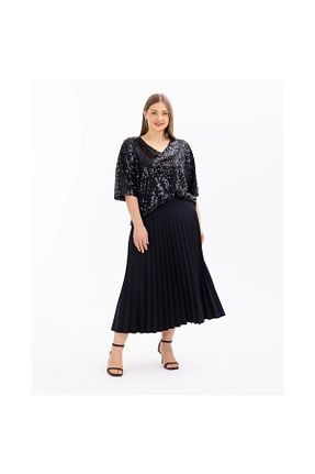 دامن مشکی زنانه پارچه SEÇİL - کد 832535869