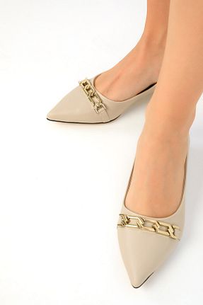 کفش پاشنه بلند کلاسیک بژ زنانه چرم مصنوعی SOHO - کد 856826342
