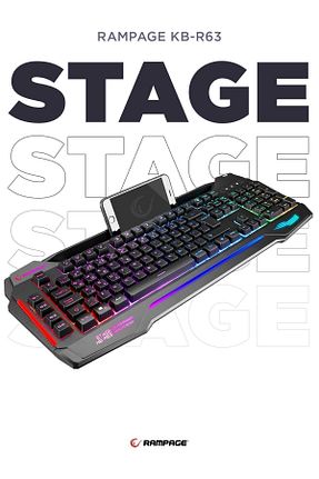 کیبورد گیمر فیروزه ای Rampage - کد 6991575