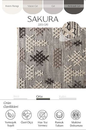 فرش طوسی قابل شستشو Cool Halı - کد 312615332