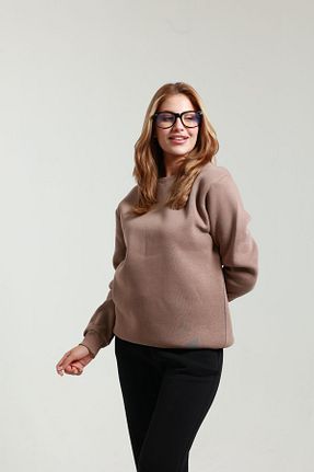 سوئیشرت قهوه ای زنانه ساده TKT - کد 858586782