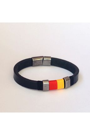 دستبند جواهر مشکی مردانه چرم خالص Lugus Dizayn - کد 834179423