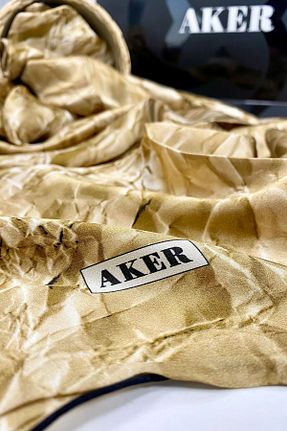 روسری زرد کرپ ساتن ابریشم Aker - کد 771490145