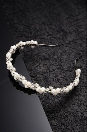 تاج سفید زنانه مروارید modernist - کد 803116009
