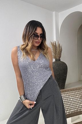 بلوز طوسی زنانه رگولار Sohotique By P - کد 858672600