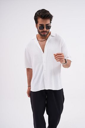 پیراهن سفید مردانه اورسایز SKYMOOD - کد 842270705