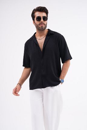 پیراهن مشکی مردانه اورسایز SKYMOOD - کد 842165790
