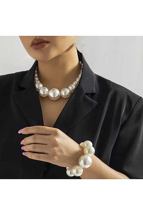 ست جواهر سفید زنانه پوشش لاکی İPAR AKSESUAR - کد 770065900