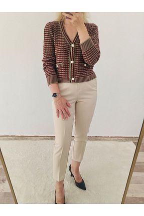 شلوار پارچه ای بژ زنانه بلند SehaModa - کد 857801087