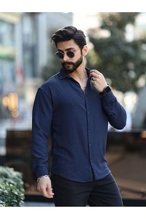 پیراهن سرمه ای مردانه تنگ YNGMENCLASS - کد 810410485