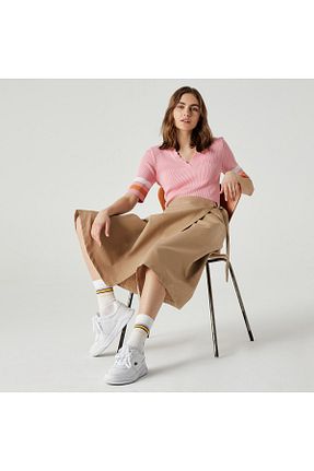 دامن قهوه ای زنانه پارچه Lacoste - کد 858616287