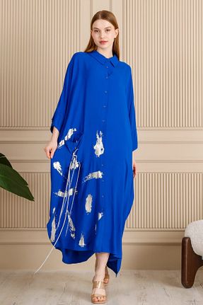لباس سایز بزرگ آبی زنانه ویسکون Eceyaman moda - کد 820453104