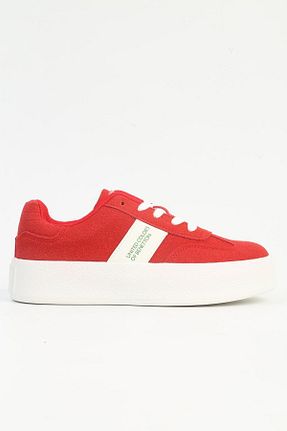 کفش اسنیکر قرمز زنانه بند دار Benetton - کد 858641452