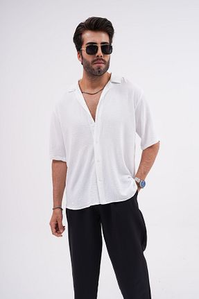 پیراهن سفید مردانه اورسایز SKYMOOD - کد 842270705