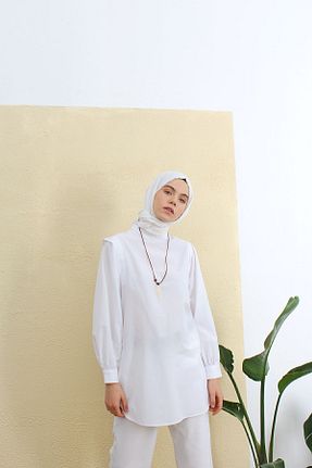 تونیک حجاب سفید زنانه پنبه ای ALLDAY - کد 95884433