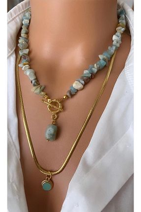 گردنبند استیل ( فولاد ) فیروزه ای زنانه استیل (فولاد) TARZ-I TAKI - کد 829416562