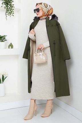 کلاه و ابایا خاکی زنانه مخلوط پلی استر ModaMerve - کد 858628557