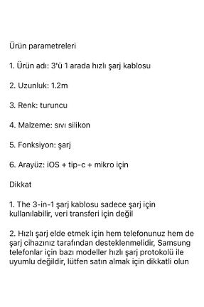 کابل شارژر نارنجی Genel Markalar - کد 858647492