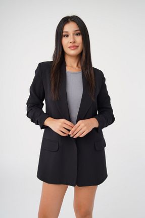 کت بلیزر مشکی زنانه پلی استر - الاستین Hipo Trend - کد 833690821
