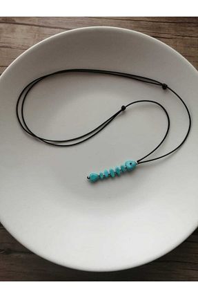 گردنبند جواهر فیروزه ای زنانه شیشه milaçelik tasarım - کد 222851457