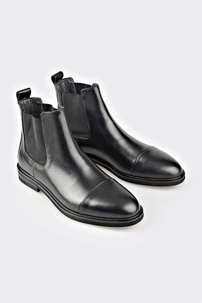بوت / نیم بوت مشکی مردانه چرم خالص Elle - کد 858834619