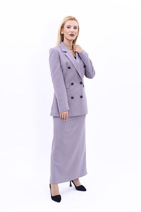 کت و شلوار طوسی زنانه یقه کتی ÖNDER ÖZSOY - کد 857011414