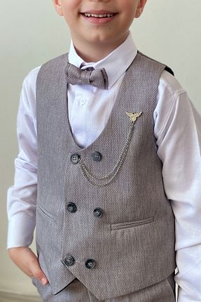 کت و شلوار طوسی بچه گانه یقه کتی Pina Kids - کد 847060009
