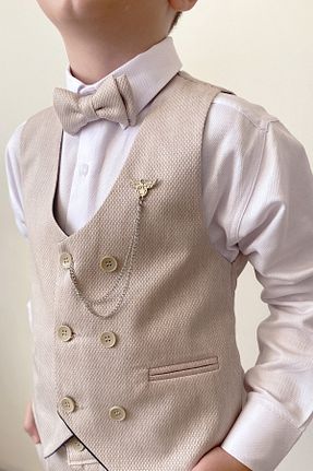 کت و شلوار بژ بچه گانه یقه کتی Pina Kids - کد 847062947