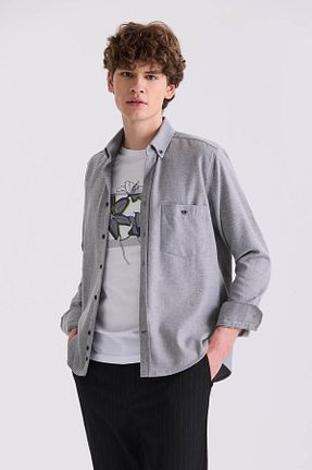 پیراهن طوسی مردانه اسلیم فیت Jakamen - کد 819349109