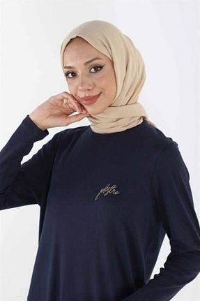 تونیک حجاب سرمه ای زنانه %100 پنبه Plistre - کد 858565258