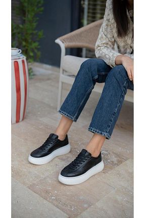 کفش اسنیکر مشکی زنانه چرم اصل ECENİN BUTİĞİ - کد 858574400