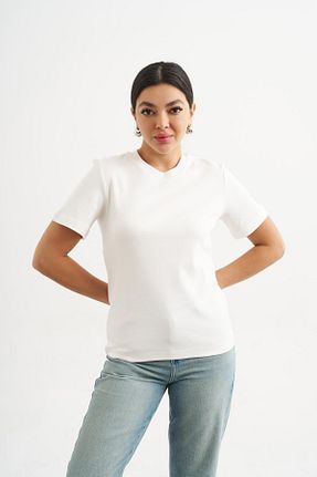 تیشرت سفید زنانه Asimetrik Askı Nişantaşı - کد 757333719