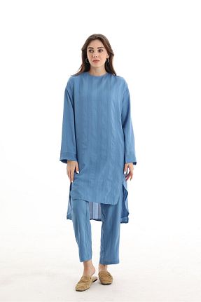 شلوار حجاب آبی زنانه مخلوط ویسکون QANU - کد 279593574