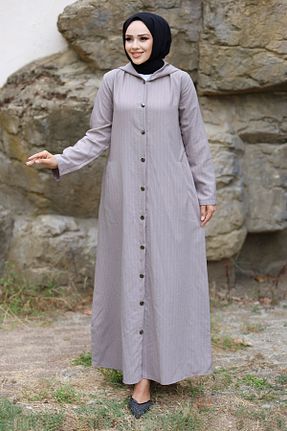 کلاه و ابایا طوسی زنانه پنبه پلی استر Tesettür Dünyası - کد 858602097