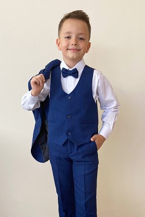 کت و شلوار سرمه ای بچه گانه یقه کتی Pina Kids - کد 857103141