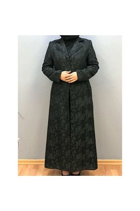 مانتو بلند مشکی زنانه پلی استر İklim - کد 218143314