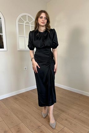 لباس مشکی زنانه ساتن HELİS BUTİK - کد 849440499