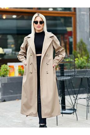 ترنچکت قهوه ای زنانه پلی استر QUBERZ - کد 788361348