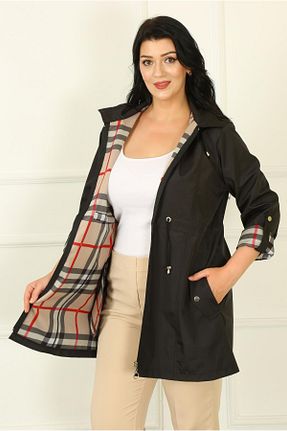 ترنچکت سایز بزرگ مشکی زنانه پارچه By Alba Collection - کد 750501199